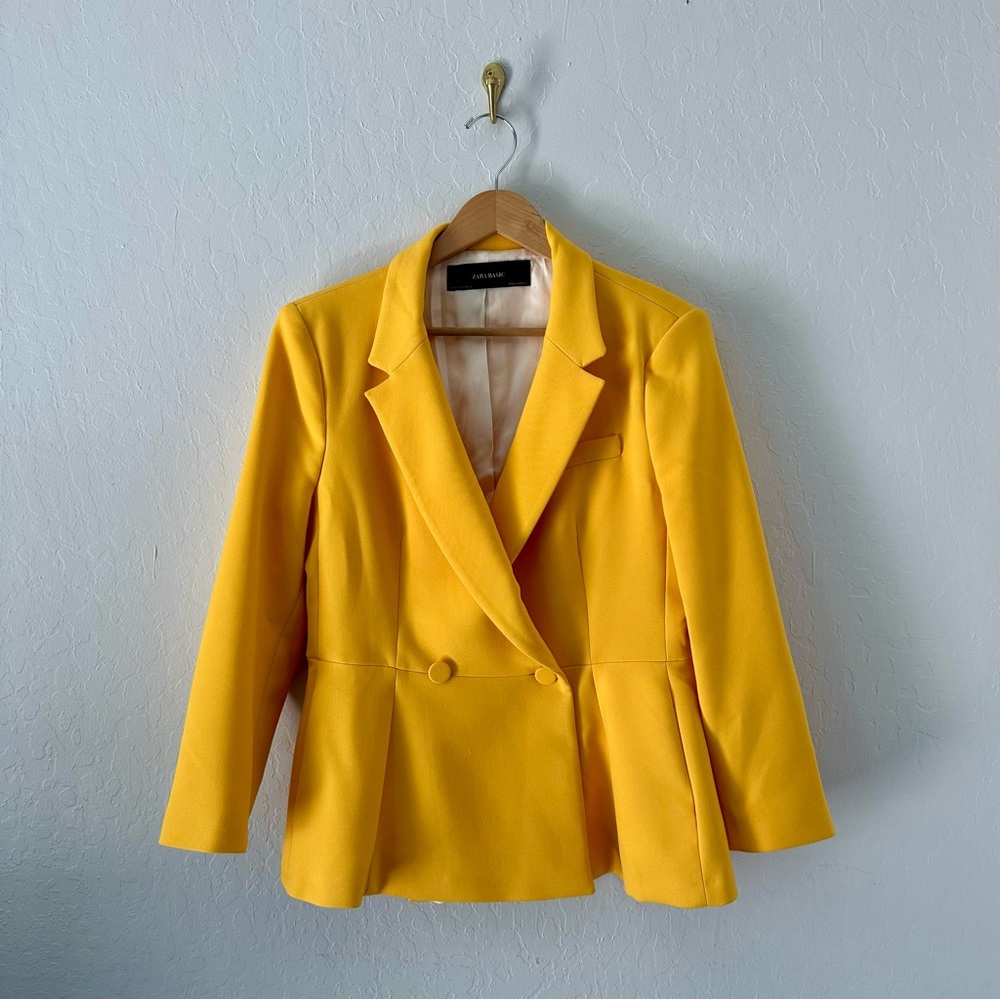 Zara Basic Yellow Blazer Structured Suit Jacket